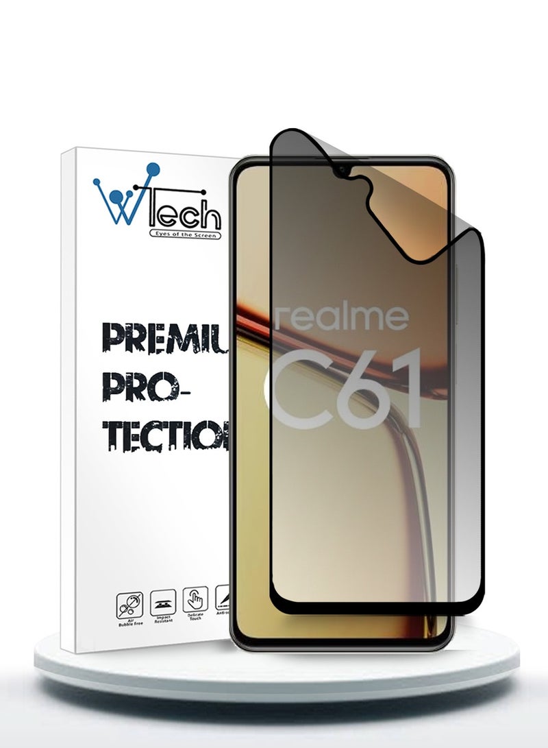Wtech Realme C61 / Realme C63 4G 2024 Nano Ceramic Privacy Full Glue Full Cover Matte Flexible Screen Protector (MSCNMP) - Clear/Black - Image 1