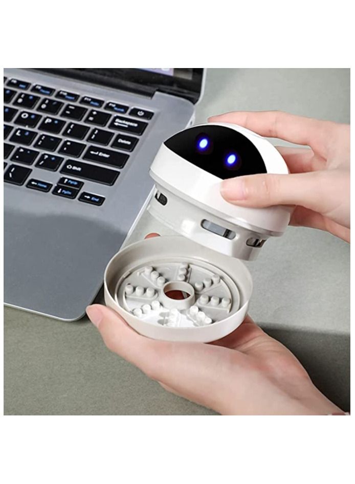 SYOSI مكنسة كهربائية صغيرة لسطح المكتب، مكنسة كهربائية صغيرة محمولة بمنفذ USB، تلتقط بهدوء الأشياء الصغيرة، ممحاة الفتات، فتات الشعر، رقائق للمنزل والمكتب والمطبخ ولوحة مفاتيح البيانو - Image 5