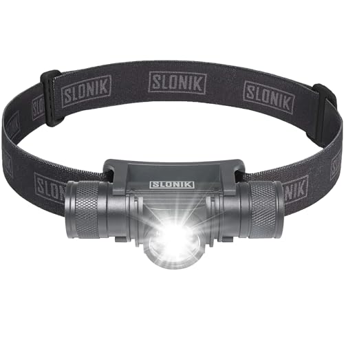 SLONIK Rechargeable Headlamp Flashlight - 500 Lumens Ultra Bright Headlight - IPX4 Waterproof Head Lamp Light for Outdoor Running, Hiking Gear, Hard Hat Helmet - Camping Accessories for Adults, Black - Image 1