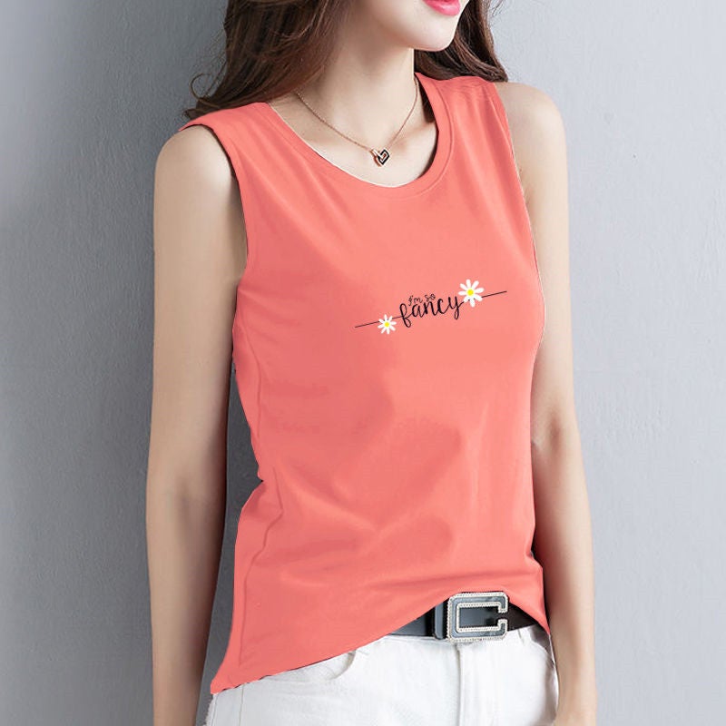 100% pure cotton vest for women's summer outerwear 2025 plus size loose breathable morning run sleeveless versatile undershirt for women - Image 1