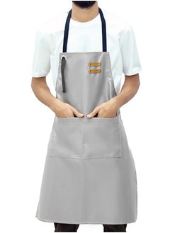 يانيك مريلة الشيف الجلدية المقاومة للماء للجنسين من يانيك مع جيوب | مريلة جلدية - احترافية شديدة التحمل للمنزل، المطبخ، الشواء، المقهى | 2 جيوب، حزام قابل للتعديل  - Image 1