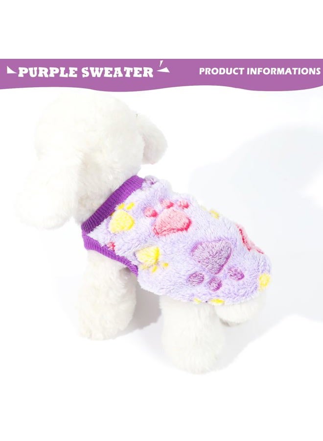 2 Pack Dog Sweaters for Small Dogs Girl Boy Winter Fleece Dogs Clothes Cute Warm Puppy Sweater Chihuahua Teacup Dog Clothes Pet Outfit Pink Blue (Purple, X-Small(for 3.5-6lb)) - Image 4