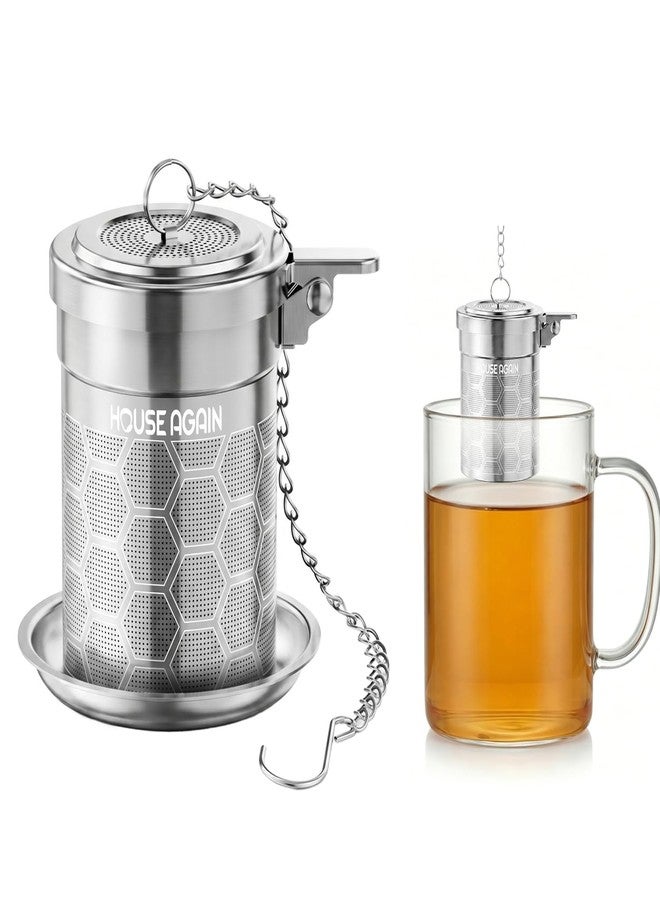 House Again Tea Infuser, 304 Stainless Steel Extra Fine Mesh Tea Strainer for Loose Tea, Upgraded Press-to-Open Lid, Loose Leaf Tea Steeper for Spices & Seasonings - Image 1