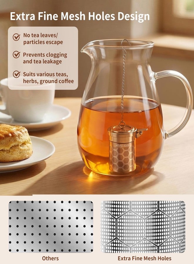 House Again Tea Infuser, 304 Stainless Steel Extra Fine Mesh Tea Strainer for Loose Tea, Upgraded Press-to-Open Lid, Loose Leaf Tea Steeper for Spices & Seasonings - Image 4