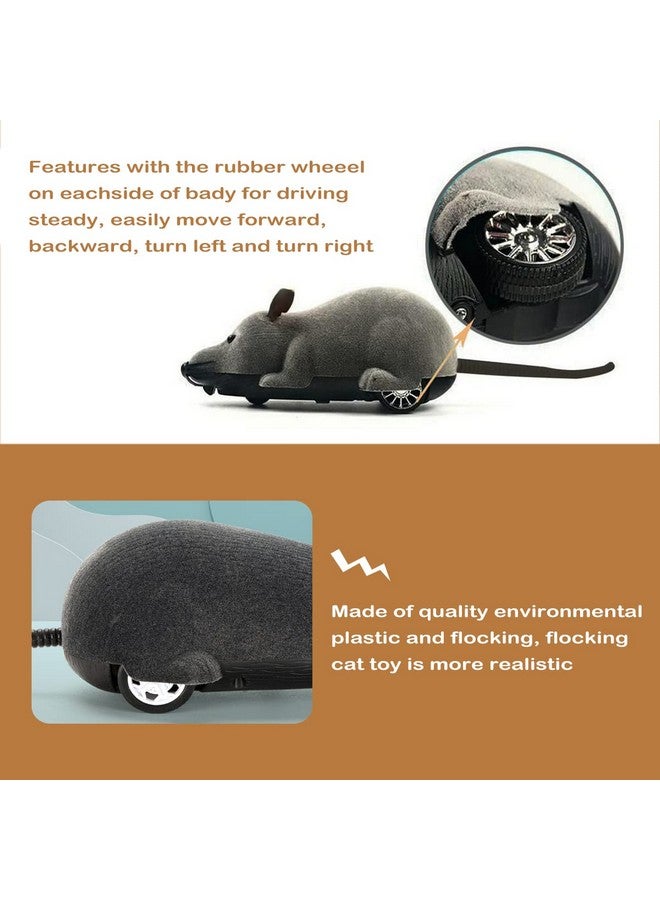 Giveme5 Remote Control Fake Rat Realistic Mouse Cat Toy Mice Rc Toy Cat Mice Animal Interactive Toy Figures Cat Running Wheel Wireless Chasing Prank Joke Scary Trick Rats For Cat Funny Toy (Gray)  - Image 3