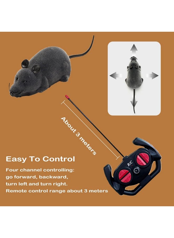 Giveme5 Remote Control Fake Rat Realistic Mouse Cat Toy Mice Rc Toy Cat Mice Animal Interactive Toy Figures Cat Running Wheel Wireless Chasing Prank Joke Scary Trick Rats For Cat Funny Toy (Gray)  - Image 5
