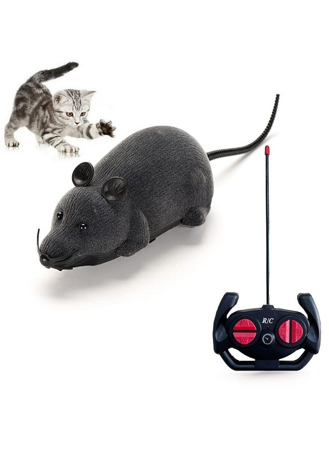 Giveme5 Remote Control Fake Rat Realistic Mouse Cat Toy Mice Rc Toy Cat Mice Animal Interactive Toy Figures Cat Running Wheel Wireless Chasing Prank Joke Scary Trick Rats For Cat Funny Toy (Gray)  - Image 1