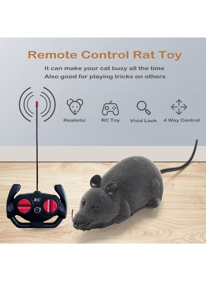 Giveme5 Remote Control Fake Rat Realistic Mouse Cat Toy Mice Rc Toy Cat Mice Animal Interactive Toy Figures Cat Running Wheel Wireless Chasing Prank Joke Scary Trick Rats For Cat Funny Toy (Gray)  - Image 2