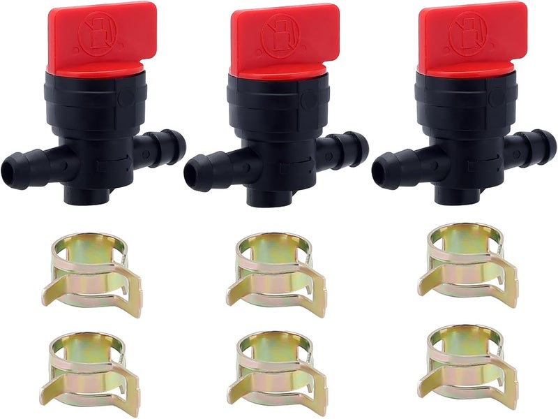 Hipa 494768 698183 Fuel Shut Off Valve 1/4" In Line Fuel Gas Shut Cut Off Valve for Lawn Mower Fuel Shutoff Replace AM36141 AM107340 3Pack - Image 1