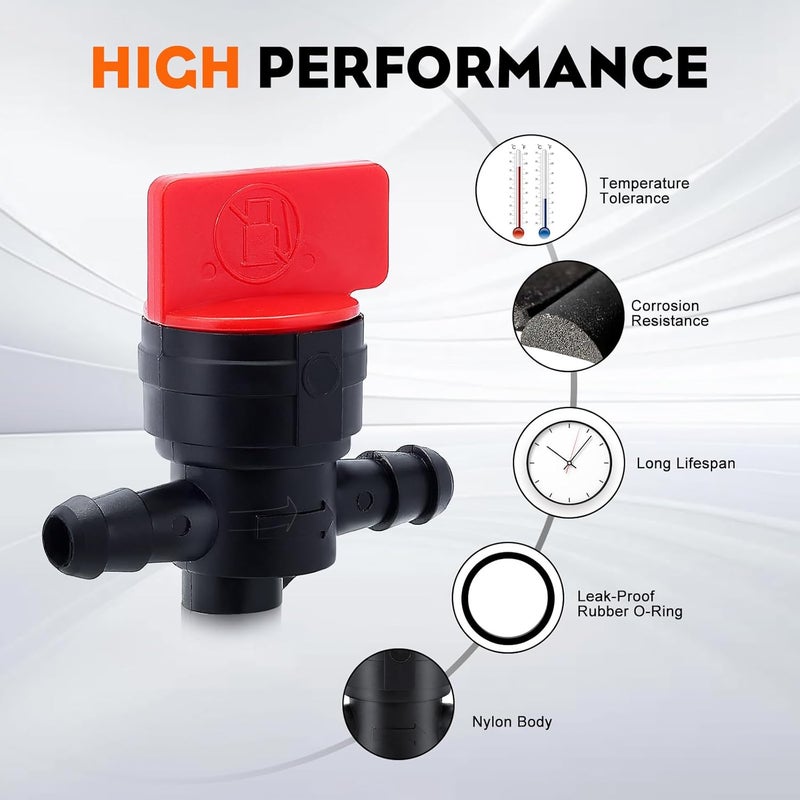 Hipa 494768 698183 Fuel Shut Off Valve 1/4" In Line Fuel Gas Shut Cut Off Valve for Lawn Mower Fuel Shutoff Replace AM36141 AM107340 3Pack - Image 4