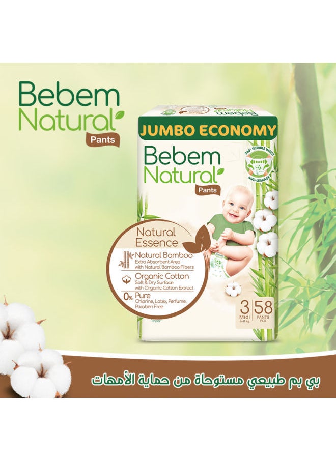 Bebem - Natural Baby diaper Jumbo Pants Size 3 Midi 58 Piece - Image 1