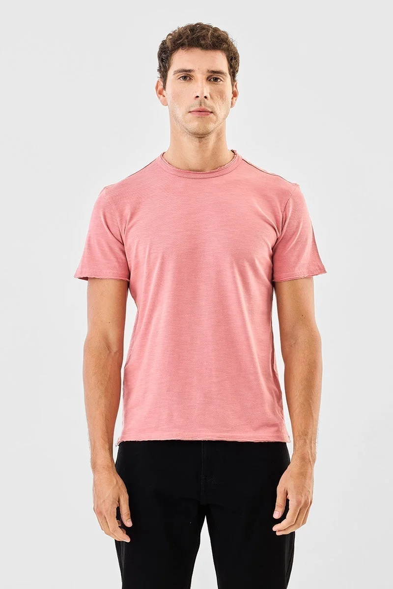 سنيتش تيشيرت قطن % بقصة عادية وحافة خام