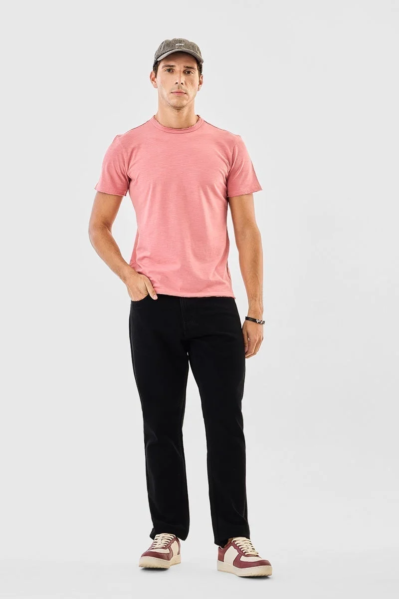 SNITCH Raw Edge 100% Cotton Regular Fit T-Shirt