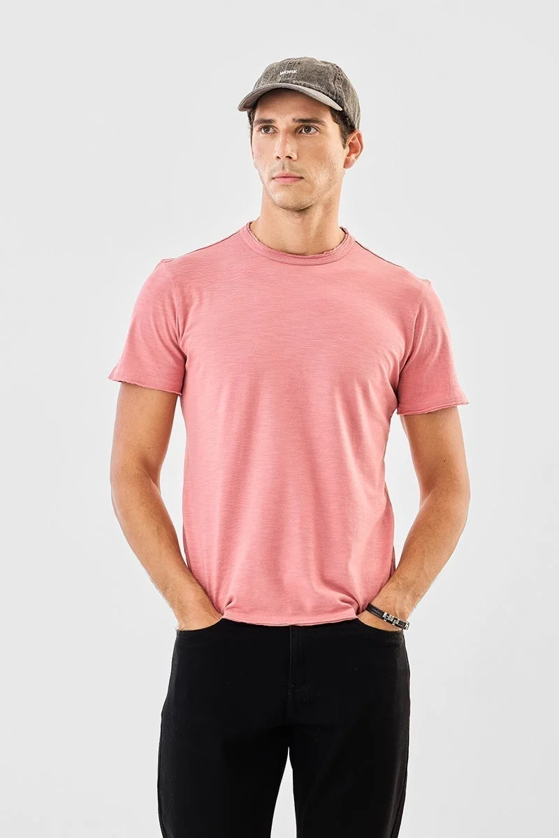 SNITCH Raw Edge 100% Cotton Regular Fit T-Shirt