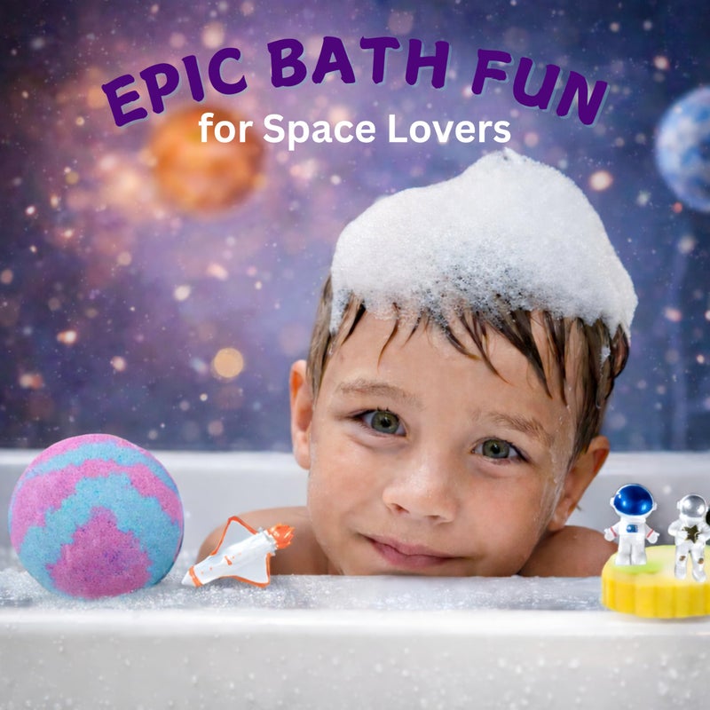 EvolutionUSA 1pc Space Bath Bomb for Boys & Girls, Planet Bath Ball with Toy Hidden Inside, Organic Hypoallerganic Childrens Bathbomb, Cosmic Fun Space Surprise, Gift Set Birthday, Valentines, Easter - Image 4