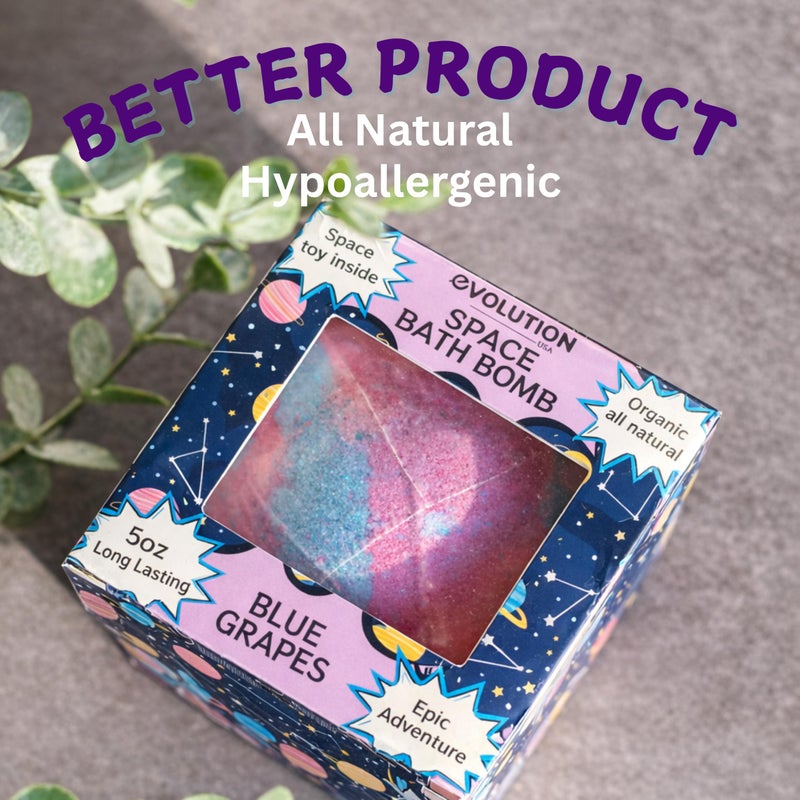 EvolutionUSA 1pc Space Bath Bomb for Boys & Girls, Planet Bath Ball with Toy Hidden Inside, Organic Hypoallerganic Childrens Bathbomb, Cosmic Fun Space Surprise, Gift Set Birthday, Valentines, Easter - Image 3