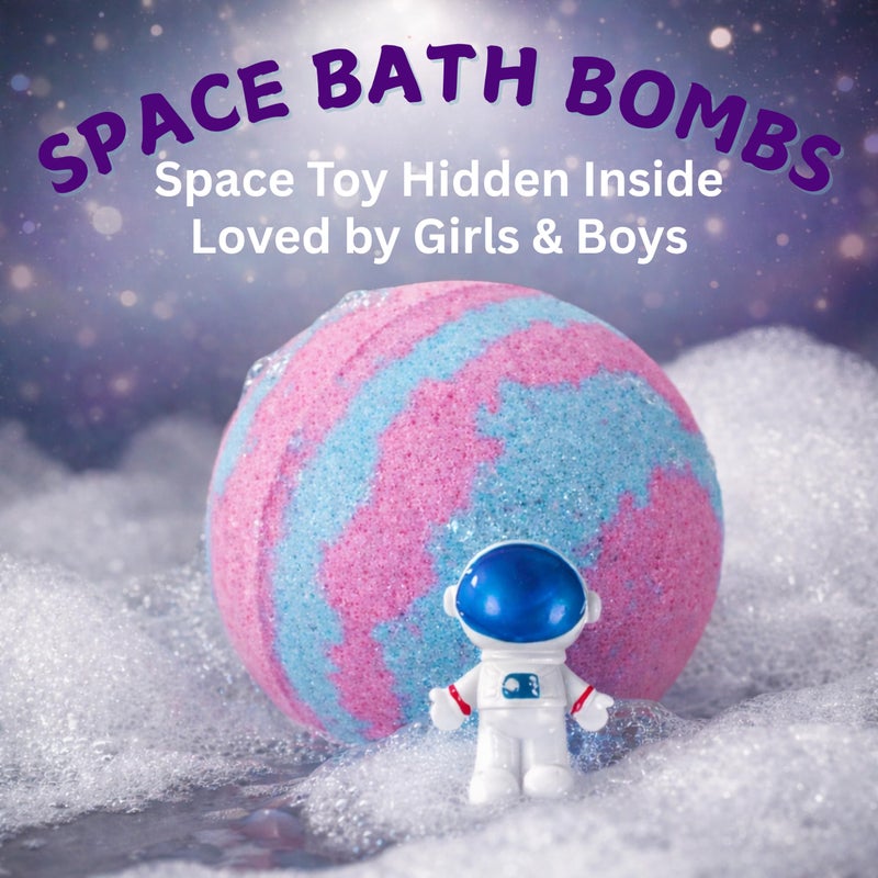 EvolutionUSA 1pc Space Bath Bomb for Boys & Girls, Planet Bath Ball with Toy Hidden Inside, Organic Hypoallerganic Childrens Bathbomb, Cosmic Fun Space Surprise, Gift Set Birthday, Valentines, Easter - Image 2