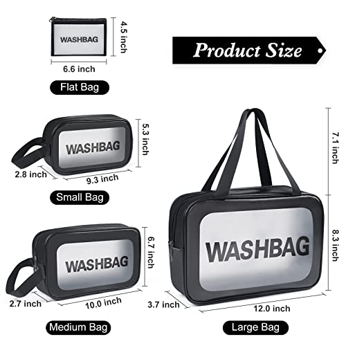 YuanCheng 4pcs PU Leather Portable Toiletry Bags with Handle, Translucent Waterproof travel Make up Bags for Women, Large Capacity Travel Cosmetic Bags - Image 3