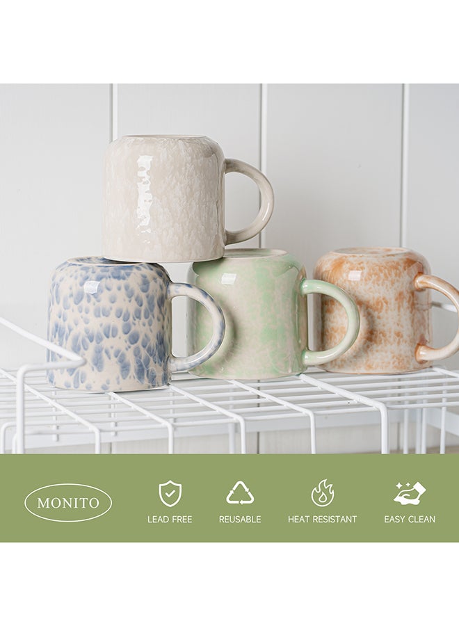MONITO 4 Piece Set Ceramic Coffee Mugs, 12oz, Modern Design with Handle for Tea, Latte, Cappuccino, Milk - Multicolor  - Image 4