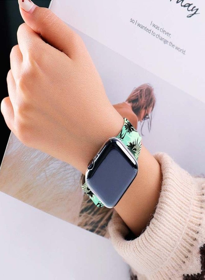BACDOILQ Palm Tree Smartwatch Bands Summer Wristband Compatible with Watch 38mm 40mm 41mm Soft Silicone Strap Replacement for Series 10/9/8/7/6/5/4/3/2/1/SE - Image 2