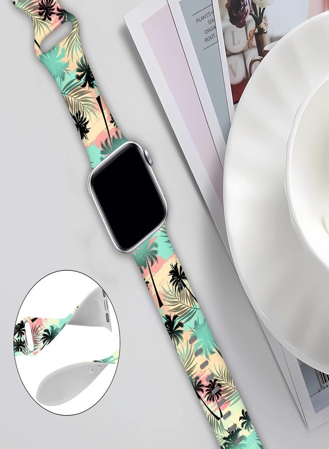 BACDOILQ Palm Tree Smartwatch Bands Summer Wristband Compatible with Watch 38mm 40mm 41mm Soft Silicone Strap Replacement for Series 10/9/8/7/6/5/4/3/2/1/SE - Image 3