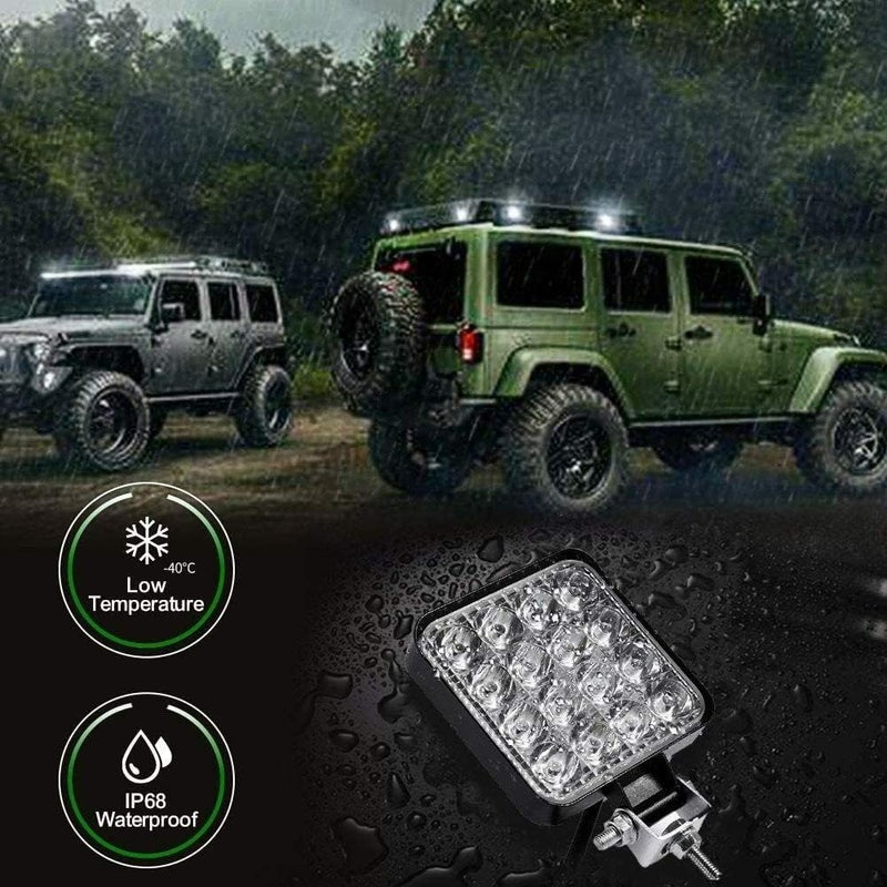 Turboo شريط إضاءة LED Turboo 10 قطع 4 بوصة 48 واط - أضواء بقعة مربعة للمركبات خارج الطريق والشاحنات والسيارات الرياضية متعددة الاستخدامات والقوارب - Image 3