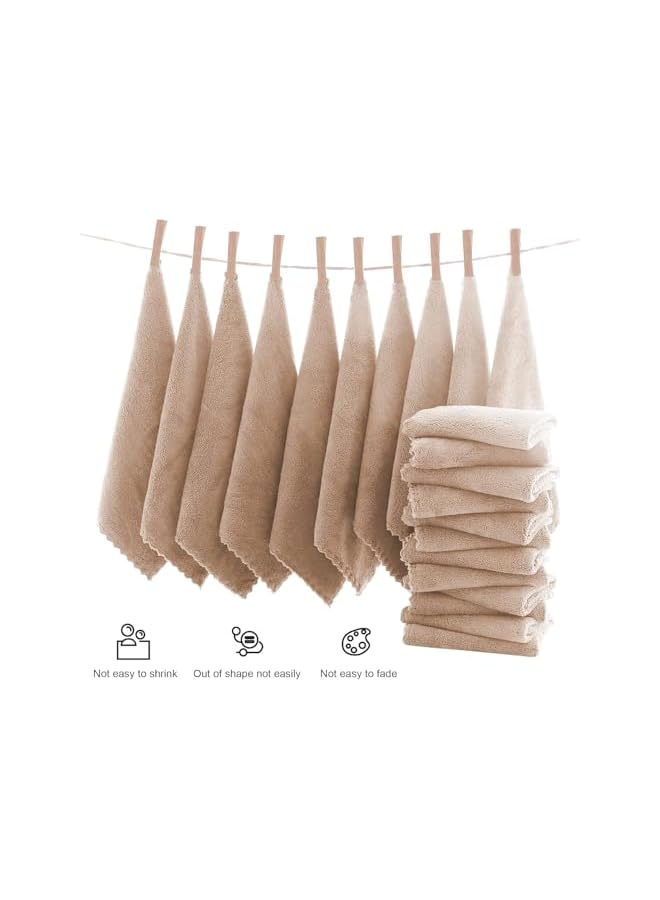 The Bros Ultra Soft Premium Washcloths Set - 12 x 12 inches - 24 Pack - Quick Drying - Highly Absorbent Coral Velvet Bathroom (Khaki, 12 x 12 Inch) - Image 3
