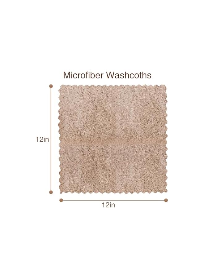 The Bros Ultra Soft Premium Washcloths Set - 12 x 12 inches - 24 Pack - Quick Drying - Highly Absorbent Coral Velvet Bathroom (Khaki, 12 x 12 Inch) - Image 4