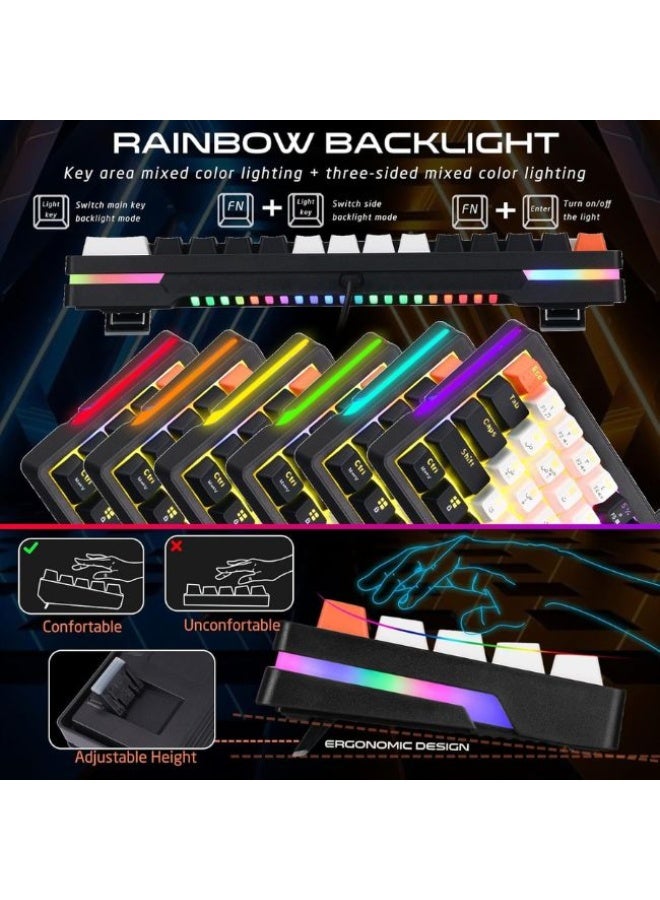 جايم أون لوحة مفاتيح الألعاب الميكانيكية السلكية AEROX Series GOMK160-RS RGB بنسبة 60% ، تصميم مدمج بـ 61 مفتاح ، مفتاح خطي أحمر ، كابل Type C ، 17 وضع إضاءة قوس قزح ، إنجليزي/عربي ، توصيل وتشغيل للكمبيوتر الشخصي/ماك - Image 5