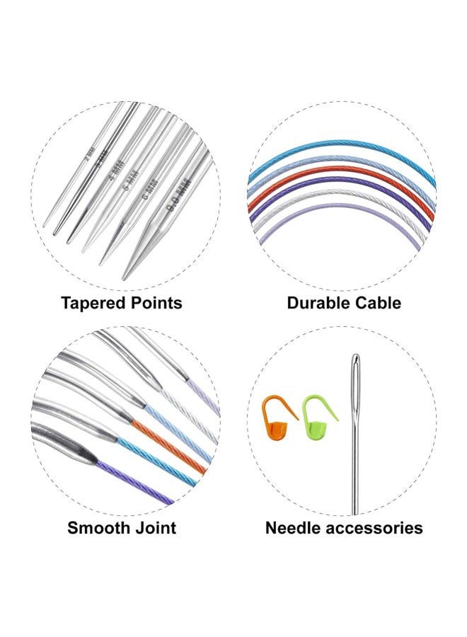 Coowayze 32"Size 10 (6mm) Fixed Lace Circular Knitting Needles Set for Beginners, Stainless Steel Cable Circle Knitting Needles, Round Metal Knitting Needles with Magic Loop for Sweater, Sock, Blankets, Gloves - Image 5