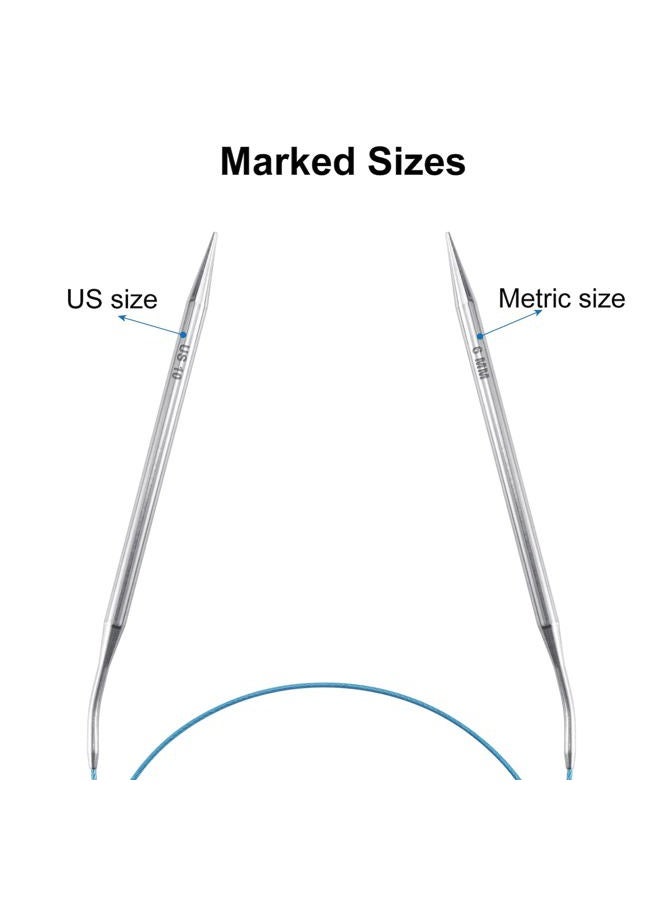 Coowayze 32"Size 10 (6mm) Fixed Lace Circular Knitting Needles Set for Beginners, Stainless Steel Cable Circle Knitting Needles, Round Metal Knitting Needles with Magic Loop for Sweater, Sock, Blankets, Gloves - Image 3