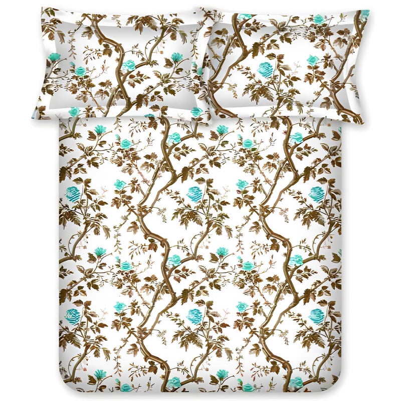 Bombay Dyeing Florentine Collection King Bedsheet 144 TC, 100% Pure Cotton Premium Bedsheet with 2 Pillow Covers - Image 1