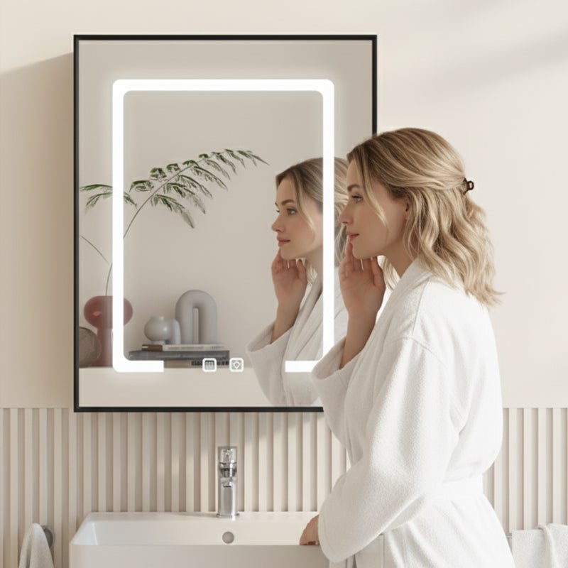 Sharpdo LED Bathroom Mirror with Light, Anti-fog - Wall-mounted Shaving Mirror with Touch Sensor, Waterproof Smart LED Vanity Mirror 50 x 60 x 10 CM - Image 1