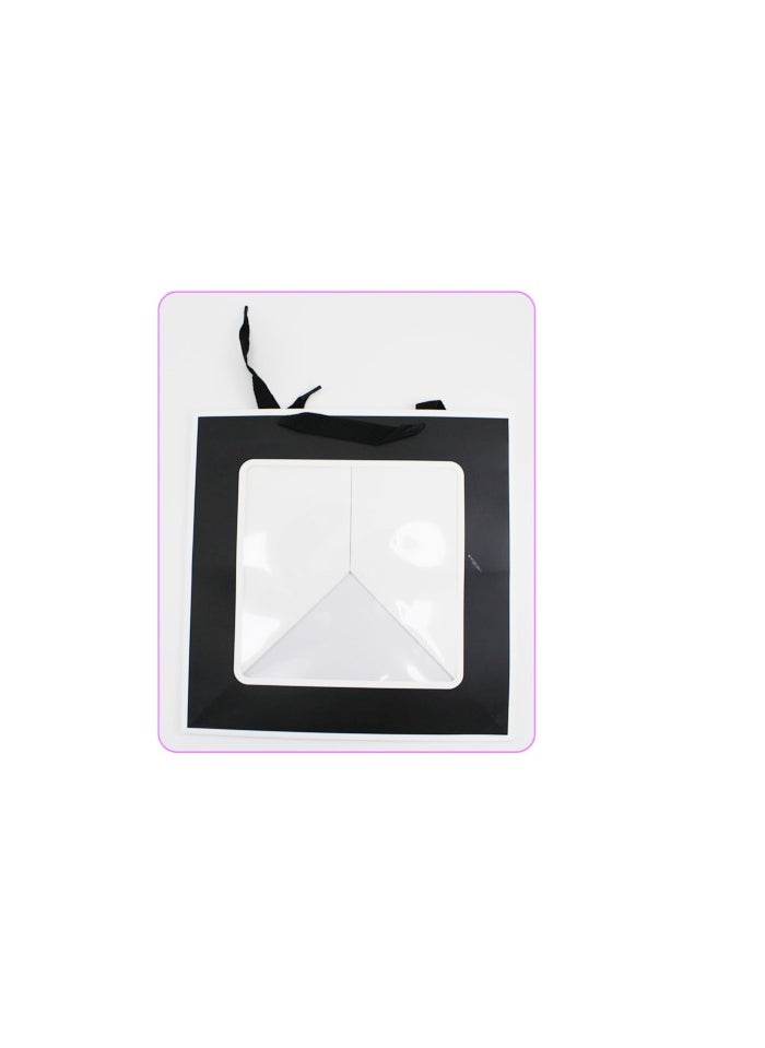 PARTY FUN - Paper Gift Bag W/Window 30x30x30Cm.Black Color - Image 1