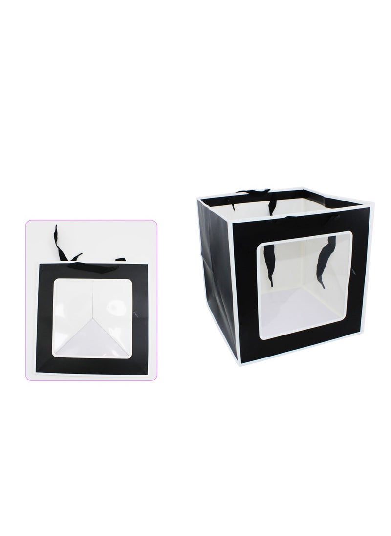 PARTY FUN - Paper Gift Bag W/Window 30x30x30Cm.Black Color - Image 1