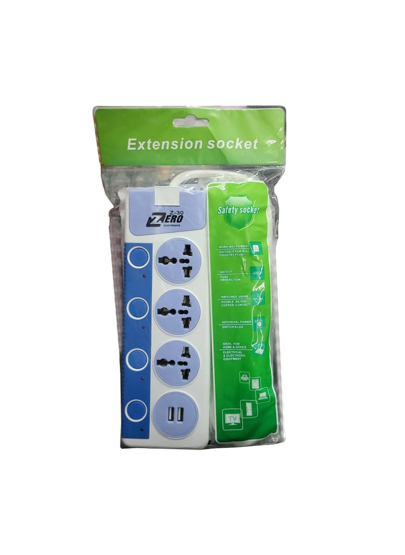 Zero - Zero Power Strip 3 AC Sockets Plus 2 USB Ports - Z30 Multicolour - Image 1