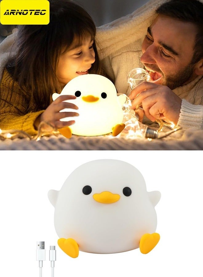 ARNOTEC مصباح الليل دودي البط - مصباح ناعم لطيف من السيليكون لغرفة الأطفال، مصباح LED قابل للشحن بجانب السرير مع مؤقت لمدة 20 دقيقة، توهج دافئ قابل للتعتيم، هدية آمنة خالية من BPA للأولاد والبنات - Image 2