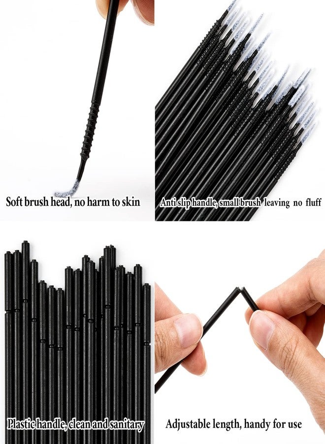 G2PLUS 400PCS Micro Cotton Swabs, High-end Microswabs for Eyelash Extensions, Micro Applicator Brush for Makeup and Personal Care (Black) - Image 3