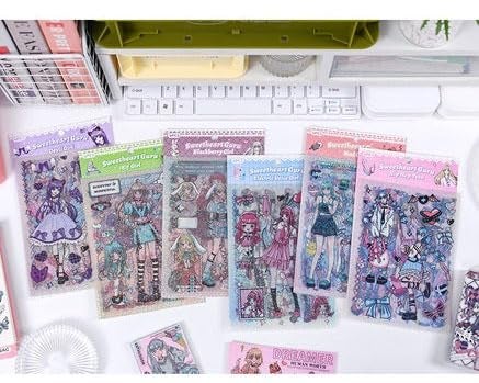 DEOXY Pack of 6 Original Punk Girl Laser Self Adhesive Creative Cartoon Seal Stickers DIY Goka Mobile Phone Tablet Waterproof Material 3D Envelope Seal Paper Sticker Decorations (DX-0019) 10 cm - Image 5