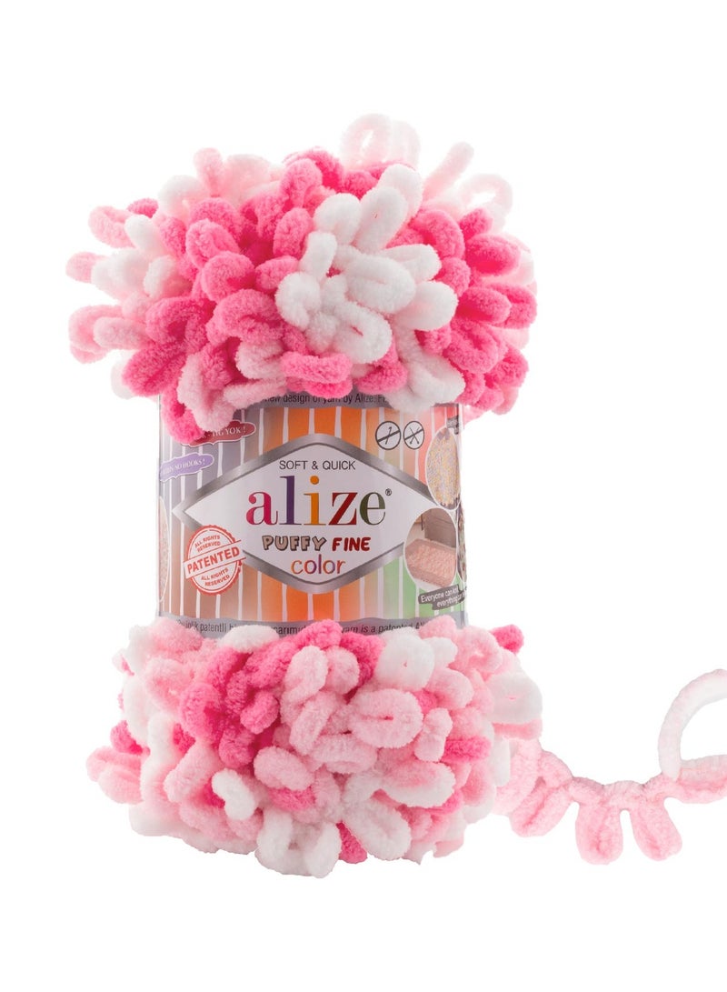 ALIZE 5 Pcs Set Of Alize Puffy Fine Color Small Loop Yarn Turkey 6383
