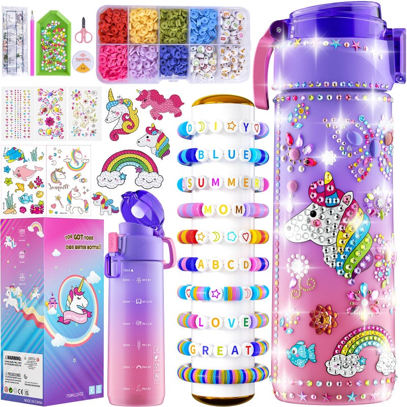 BOOH Gifts for Girls 412 Decorate Your Own Water Bottle Kits for Girls Unicorn Diamond Painting Toys Friendship Bracelet Kit Fun Arts Crafts for Kids Ages 46810 Birthday Gifts Toys for Kids - Image 2