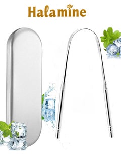Halamine Tongue Scraper, Portable Stainless Steel Tongue Cleaner 1pcs for Adults and Kids, Professional Tongue Brush for Oral Care, Improve Bad Breath and Fresh Breath with Ergonomic Design for Hygiene  - Image 1