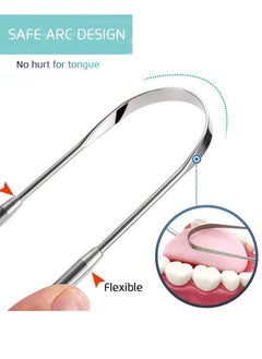 Halamine Tongue Scraper, Portable Stainless Steel Tongue Cleaner 1pcs for Adults and Kids, Professional Tongue Brush for Oral Care, Improve Bad Breath and Fresh Breath with Ergonomic Design for Hygiene  - Image 4