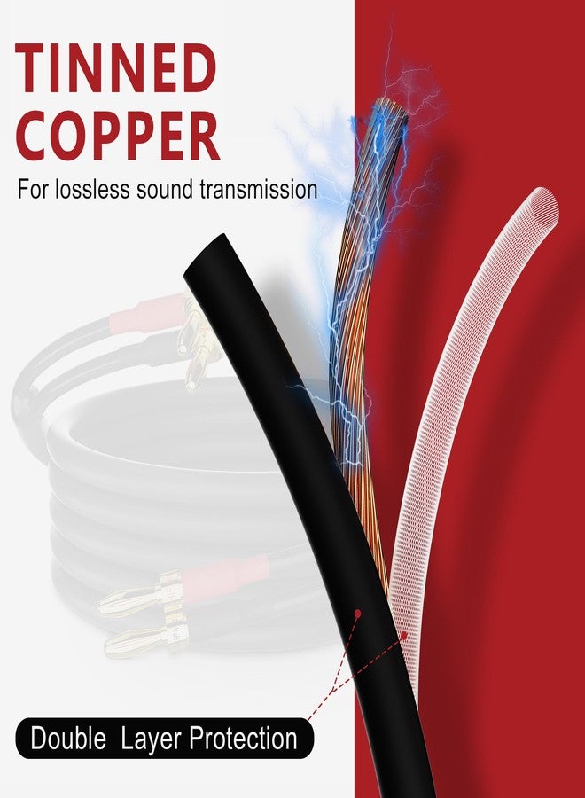 HiFind Speaker Cable Wire 8 Ft/2 Pack with Gold-Plated 90 Degree Angled to Straight Banana Tip Plugs-UL CL3 Rated-Indoor&Outdoor-16 AWG Tinned Copper for Bi-Wire Bi-Amp HiFi Sound - Image 3