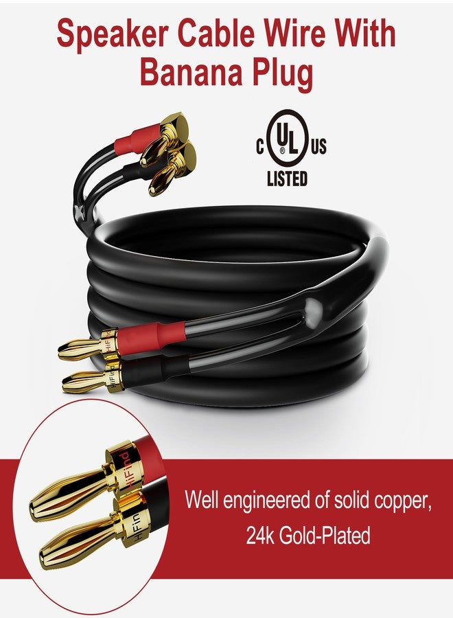 HiFind Speaker Cable Wire 8 Ft/2 Pack with Gold-Plated 90 Degree Angled to Straight Banana Tip Plugs-UL CL3 Rated-Indoor&Outdoor-16 AWG Tinned Copper for Bi-Wire Bi-Amp HiFi Sound - Image 2