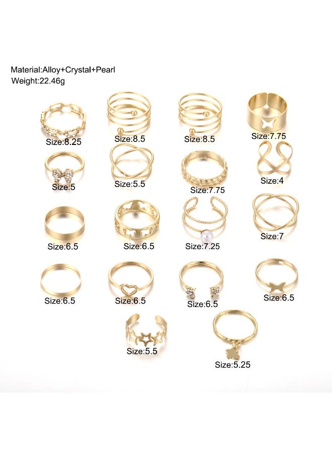 18-piece Gold Knuckle Rings Set for Women, Cute Stackable Finger Midi Rings,Dainty Gold Stacking Statement Womens ring pack - Image 2