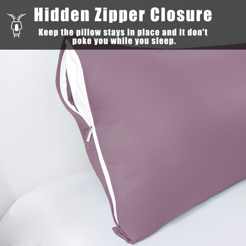 TELUS Body Cooling Pillow Cases Cover, Bamboo Rayon Body Pillowcases with Zipper Closure, Cool & Breathable Pillow Case for Hot Sleepers and Night Sweats, 20x54 inches, Greish Purple - Image 5