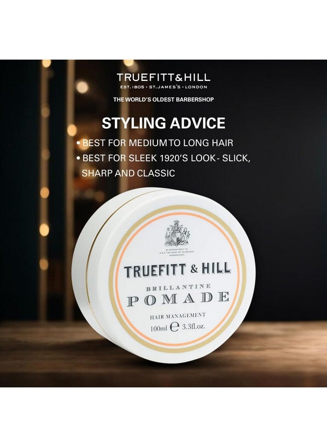 Truefitt & Hill Hair Styling Brilliantine Pomade | 100gm | Best for Small to Medium Hair |Medium Hold| Shine |Restylable | Easy Wash Off | Hair Styling Pomade|Hair Styling For Men|Safe For Daily Use|Non Greasy|Non Oily Look|Wheat Protein & Limonene - Image 4