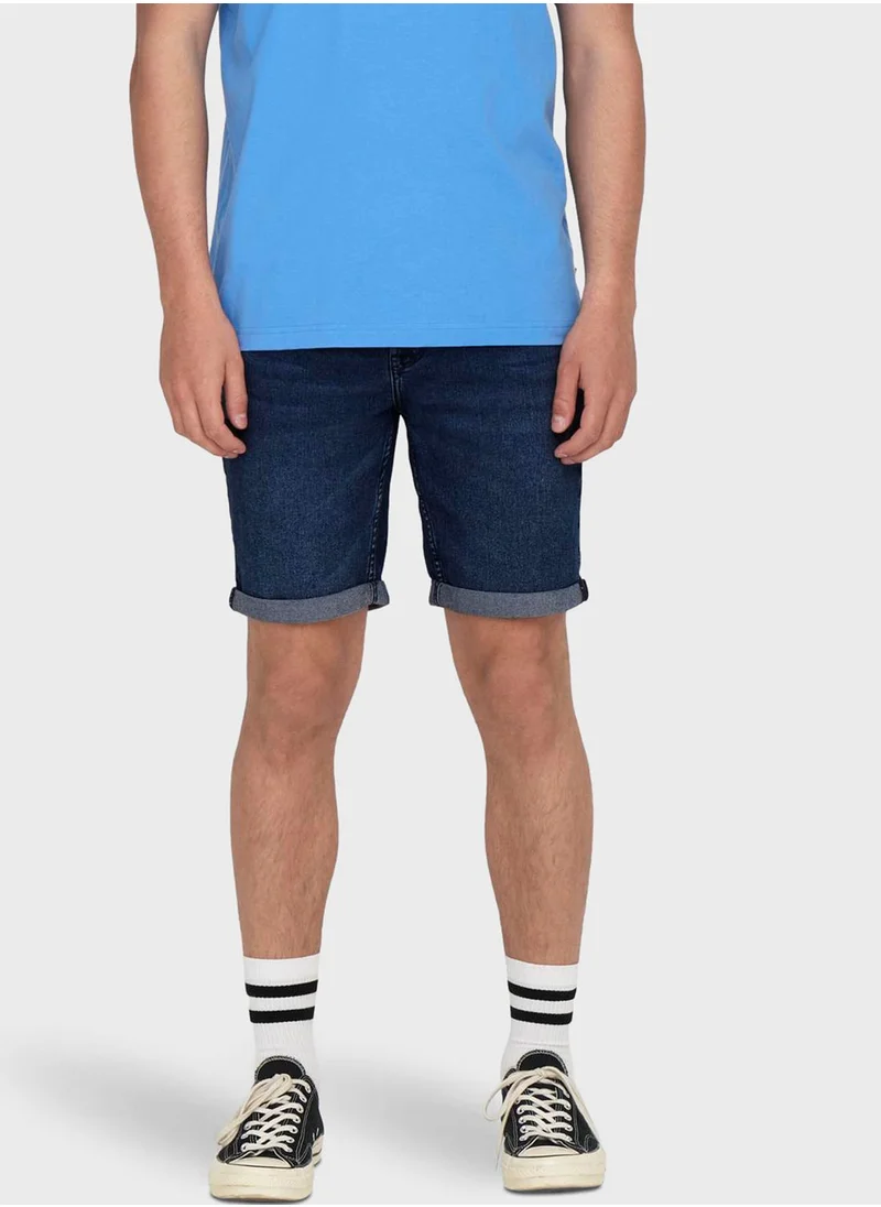 Only & Sons Mid Wash Denim Shorts