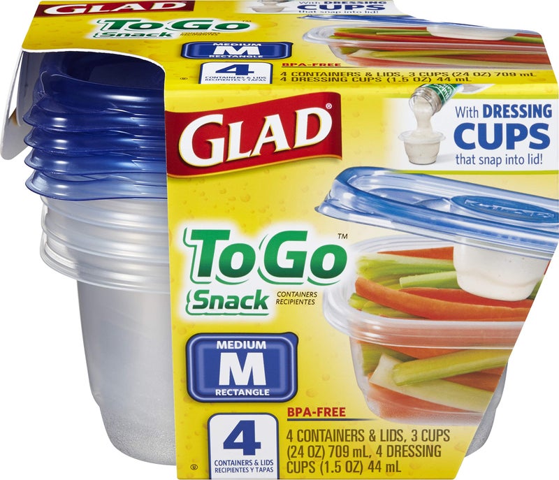 Glad To Go Food Storage Containers | Medium 24 oz Containers for Food Storage from Strong and Sturdy Rectangle Containers in Standard Size  4 Count - 6 Pack - Image 2